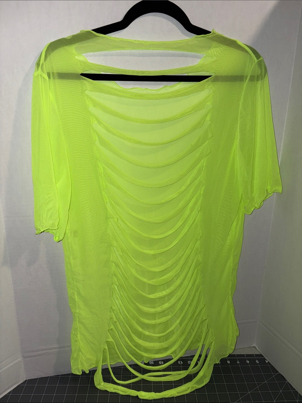 SHEIN Neon Yellow Ladder-Back Sheer Swim Coverup